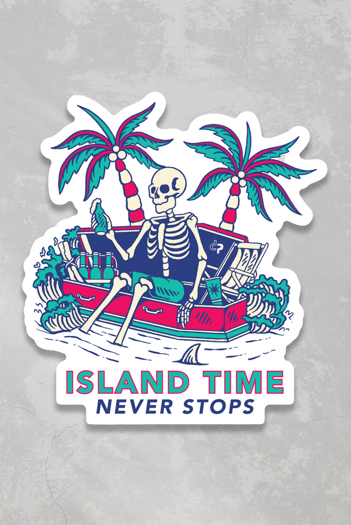 Island Time Never Stops - Sticker