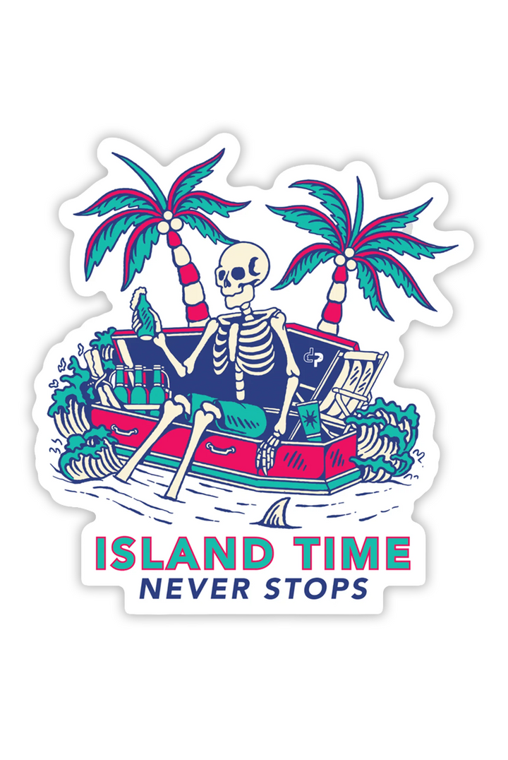 Island Time Never Stops - Sticker